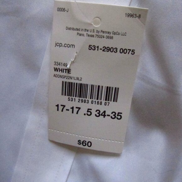 NWT- Mens Stafford White Smart Tech L/S Shirt Performance Poplin 17-17 1/2,34/35 - Picture 7 of 10